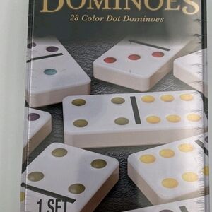 Classic White Domino Set with Colorful Dots